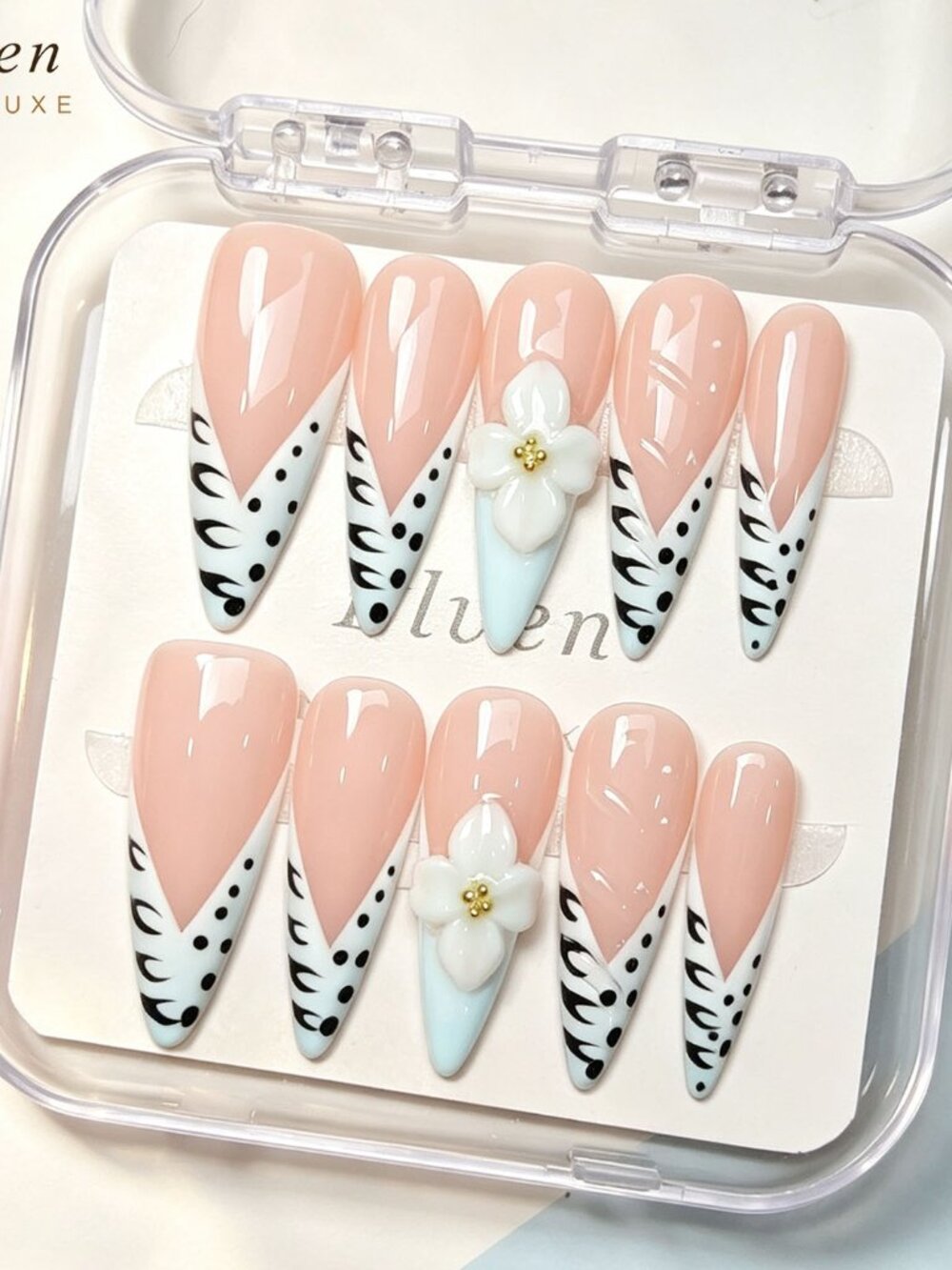 Stylish Zebra Print Stiletto Handmade Press On Acrylic Nails